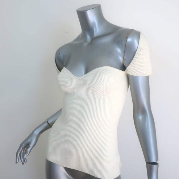 Khaite Ista Ribbed Corset Top Ivory Stretch Knit Size Large NEW - Picture 2 of 7